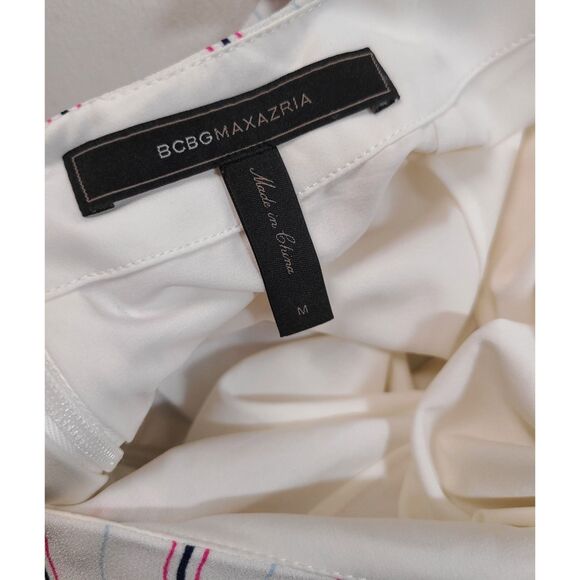 BCBGMAXAZRIA Chelsi Striped Open Back High Low Halter Midi Dress M - Picture 4 of 7